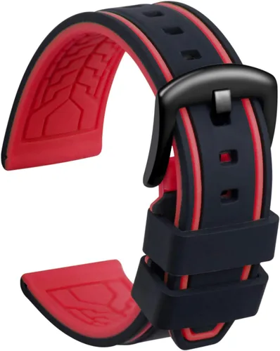 Ullchro Correa de reloj de silicona de repuesto, correa de reloj de goma impermeable, bicolor, para hombres y mujeres, pulsera de reloj de 20, 22,
