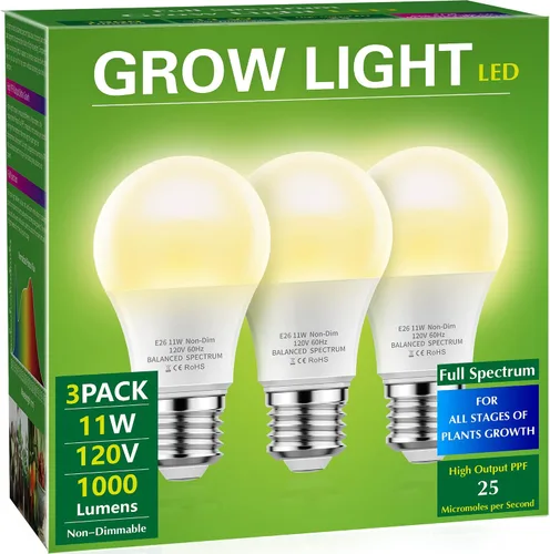 Bombillas de Crecimiento Briignite, Bombilla de Luz de Crecimiento LED A19, Bombilla de Luz de Crecimiento de Espectro Completo, Bombillas de Luz de