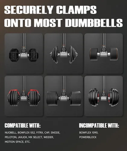 Miniatura 7 de Flexible Dumbbell Converter - 260 LBS Weight Capacity Adjustable Alloy Steel Bar丨Convert Dumbbells to Barbell, Enhanced Compatibility for Wide Range