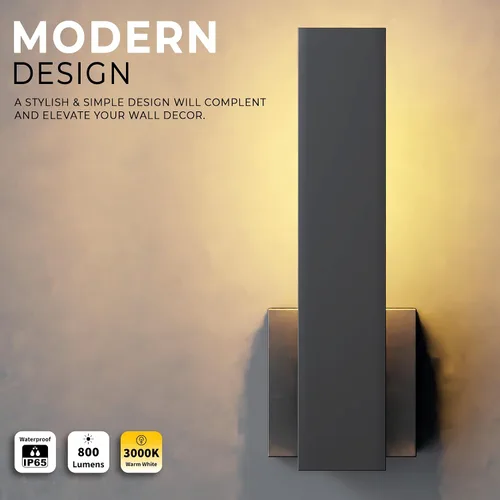 Miniatura 2 de LEEKI - Moderna lámpara exterior - Luminaria exterior en forma de L - 14W 3000K - Antióxido (blanco, 14.5 pulgadas) - Apliques de iluminación