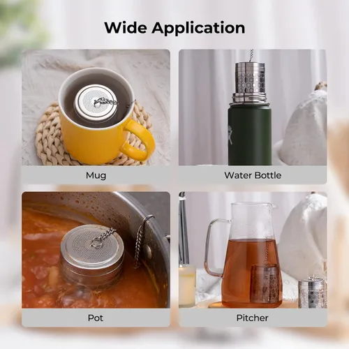 Miniatura 4 de Reinmoson Colador de Té Grande para Té Suelto y Especias para Cocina, Coladores de Malla Extra Fina, Colador de Té de Hojas Sueltas de Acero 1