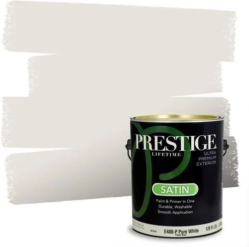 Miniatura 35 de Prestige Paints - Pintura y sellador 2 en 1 para exteriores, 1 galón, plana, similar a Sherwin Williams Snowfall, P100-P-SW6000