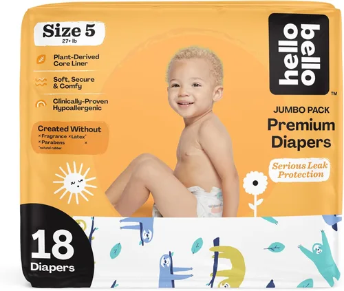 Miniatura 25 de Pañales Hello Bello, talla 4 (22-37 libras) Flower Child, 21 unidades de pañales desechables premium para bebé, hipoalergénicos con sensación suave