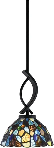 Miniatura 45 de Toltec Lighting Cavella Stem Colgado Mini colgante, acabado grafito, vidrio de muselina blanca de 4 pulgadas