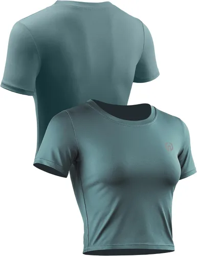 Miniatura 5 de NELEUS Camiseta corta sin mangas para mujer, ajuste seco, atlética, para correr, paquete de 3
