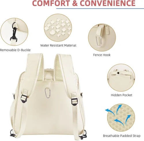 Miniatura 5 de Bolsa de Pickleball Mochila de Pickleball para Mujeres Bolsa de Equipamiento Deportivo con Compartimento para Zapatos Accesorio de Regalo 30L, Beige