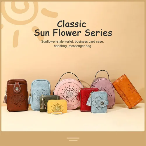 Miniatura 7 de APHISON RFID - Porta tarjeta de crédito con cremallera carteras pequeñas para mujer en cuero estilo girasol para mujer y niña caja de regalo 1927