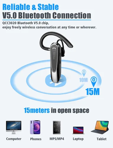 Miniatura 5 de Link Dream Auricular Bluetooth inalámbrico CVC8.0 para teléfono celular, micrófono dual, cancelación de ruido, teléfono con llave de silencio 20H