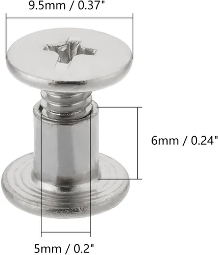Miniatura 3 de Aicosineg 20 tornillos Phillips M5x6mm de fijación para cinturón, hebilla de acero al carbono, cabeza cruzada, tornillos Chicago, cierre de cuero