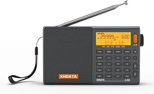 Miniatura 6 de XHDATA D808 Radio Portátil AM FM SW LW Banda Aérea de Onda Corta SSB RDS Radio Digital Multi Banda con Altavoz, Pantalla LCD, Despertador, Antena