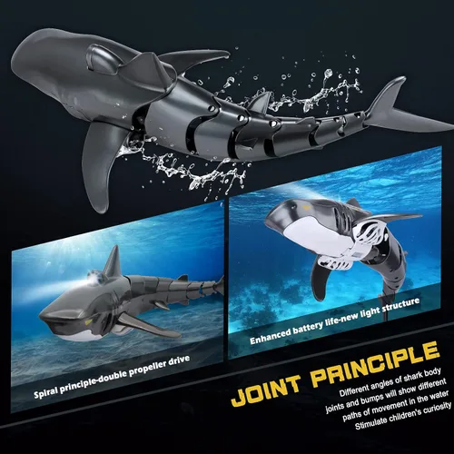 Miniatura 4 de Tiburón de juguete a control remoto 2.4 G, diseño de alta simulación a escala 1:18, tiburón para piscina y baño, juguetes a control remoto