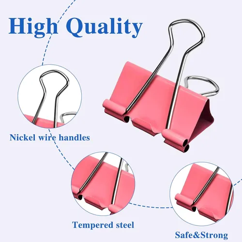 Miniatura 3 de OWLKELA 100 clips de colores para carpeta, abrazaderas de papel, clips de carpeta de papel, varios tamaños, clips de metal coloridos para carpeta