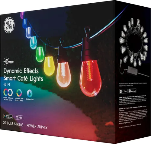 Miniatura 2 de GE Cync Luces inteligentes para café con efectos dinámicos, luces de cadena para patio que cambian de color, compatibles con Alexa y Google, 48 pies