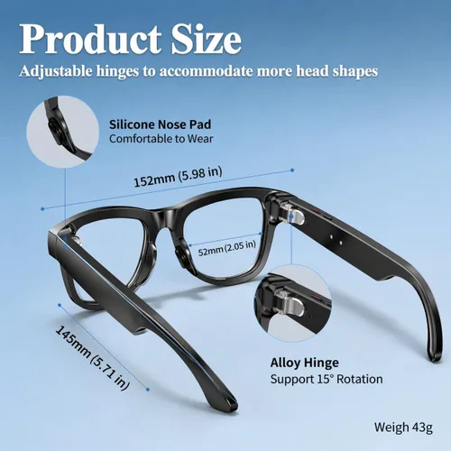 Miniatura 8 de Lentes inteligentes AI con gafas de cámara 4K de 8 MP, gafas de grabación de video 2026 1200P para mujeres y hombres, traducción en tiempo real