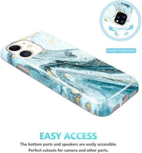 Miniatura 5 de iPhone 11 Gold Sparkle Glitter Marble Slim Bumper Flexible Bumper TPU Funda De Silicona Suave Para IPhone 11 2019 6.1 Pulgadas - Azul