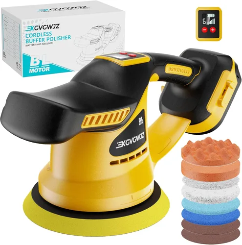 Pulidora inalámbrica para batería Dewalt de 20 V, 450 W sin escobillas para coche, pulidora de cera con disco de 6 pulgadas, 6 velocidades variables