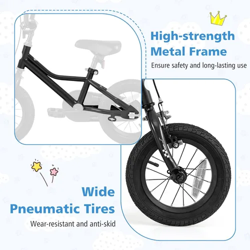 Miniatura 4 de BABY JOY Bicicleta para niños, 12, 14, 16, 18 pulgadas, bicicleta deportiva con ruedas de entrenamiento extraíbles, frenos de mano y posavasos