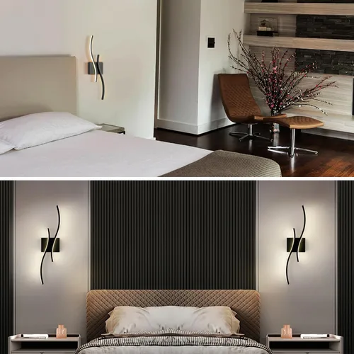 Miniatura 2 de Lámpara de pared con luz LED moderna, minimalista, industrial, de 24" en negro, para espacios pequeños, lámpara de pared con cableado para baño