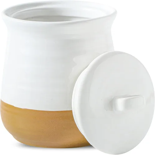 Miniatura 10 de Ceramic Food Storage Jars,25 Oz Porcelain Kitchen Canisters with Airtight Lids Set of 3,Flour Containers for Countertop,Farmhouse Decor Serving