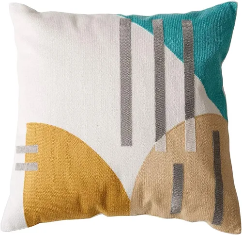 Miniatura 19 de vctops Funda decorativa para cojín con detalles de penachos geométricos estilo bohemio, funda de almohada cuadrada bordada en algodón para sofá