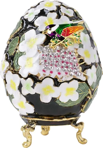 Miniatura 13 de Apropos Huevo Faberge pintado a mano de estilo vintage con esmalte rico y diamantes de imitación brillantes caja de joyería