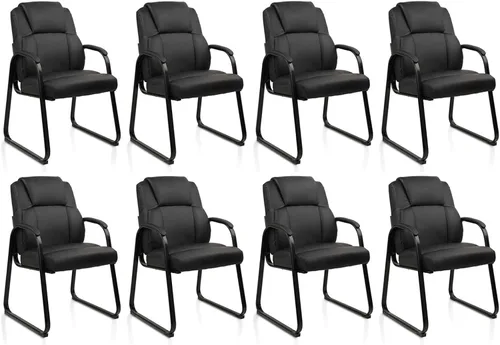 Miniatura 13 de CLATINA Silla de invitados negra con brazos, sillas de recepción de oficina para conferencias y sala de espera, silla ergonómica de cuero para Negro