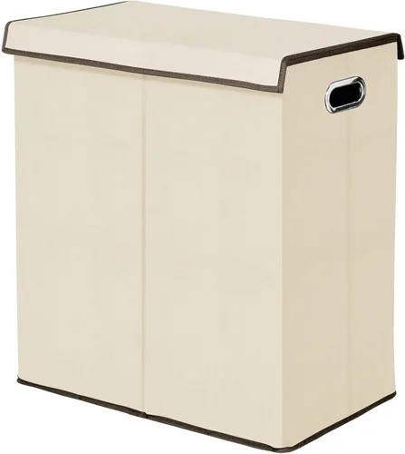 Miniatura 8 de mDesign Cesta dividida extragrande para ropa sucia con tapa extraíble, asas integradas, portátil y plegable para almacenamiento compacto, asas