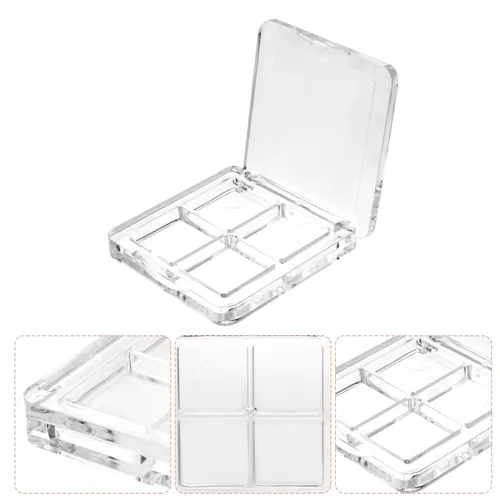 Miniatura 9 de Beaupretty Paleta de sombra de ojos vacía 4 rejillas sombra de ojos lápiz labial caja de almacenamiento caja de maquillaje transparente DIY