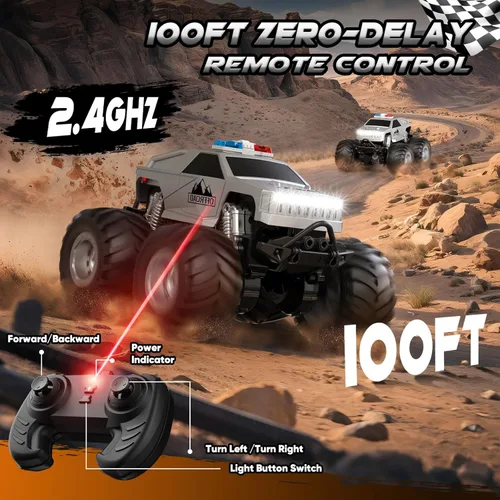 Miniatura 3 de Auto de control remoto, camión de control remoto todo terreno, autos RC con giros de 360 grados, auto de juguete estilo pickup con luz, camión RC