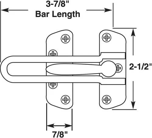 Miniatura 2 de Prime-Line U 9899 - Cerradura de barra oscilante para puertas batientes que se abren hacia adentro, cerradura de seguridad secundaria para puerta