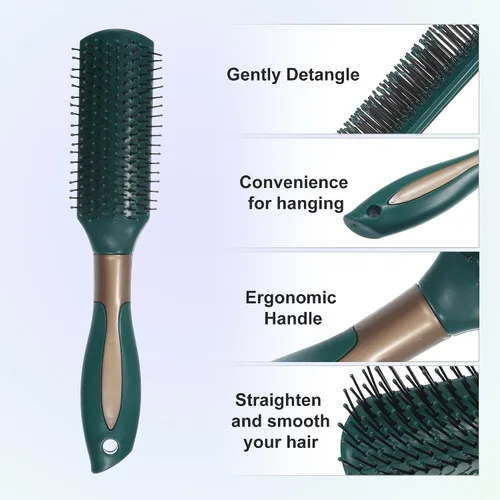 Miniatura 3 de VOCOSTE 1 cepillo de pelo, cepillo desenredante para mujeres y hombres, cepillo de pelo para cabello liso, rizado, largo, corto, seco, verde oscuro