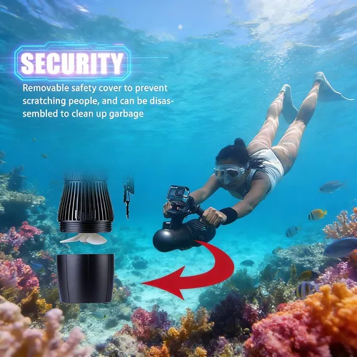 Miniatura 5 de Patinete eléctrico subacuático de 500 W, scooter de buceo libre de 131.2 ft, motor sin escobillas, batería extraíble, scooter de agua para piscina