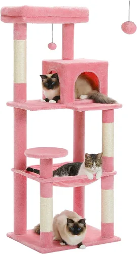 Miniatura 9 de MUTTROS Árbol para gatos de interior, torre para gatos de varios niveles de 44.5 pulgadas con hamaca grande de marco de metal, condominio para gatos