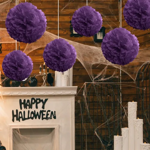 Miniatura 8 de CHRORINE Papel de seda morado - 60 hojas, 20 x 14.5 pulgadas, envoltura de regalos de arte de Halloween y fiesta, manualidades y decoración Púrpura