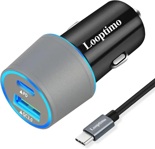Cargador de coche USB C rápido de 45 W para Google Pixel 10/10 Pro/10 Pro XL/9/9a/8/7, Galaxy S26/S25 Ultra, Looptimo Android Phone Plug PD y QC3.0