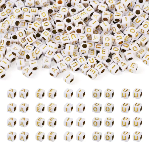 Miniatura 15 de FASHEWELRY 300 cuentas cúbicas de acrílico con números cuadrados mezclados del 0 al 9, cuentas de acrílico blanco de 0.236 x 0.236 pulgadas