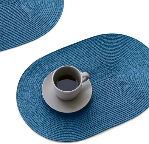 Miniatura 13 de FunWheat Juego de 4 manteles individuales ovalados trenzados para mesas de comedor, lavables, resistentes al calor, para uso en interiores y Beige