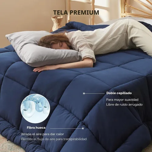 Miniatura 3 de Bedsure - Edredón de color liso Azul marino
