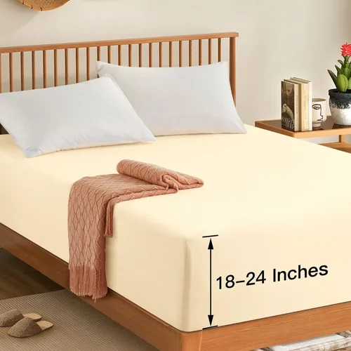 Miniatura 14 de Manyshofu Sábana Bajera de Bolsillo Extra Profundo Queen – Solo Sábana Bajera de Bolsillo Profundo de 1800 Hilos Hotel, Compatible con Colchones