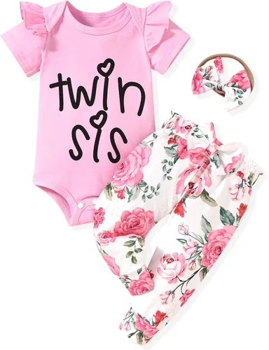 Miniatura 104 de fioukiay Conjunto de ropa de verano para bebés y niñas recién nacidas prematuros, mameluco, pantalones, diadema, conjunto de ropa para el verano