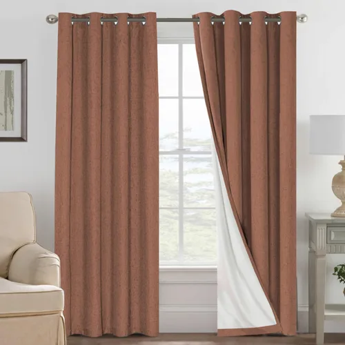 Miniatura 37 de H.VERSAILTEX Cortinas opacas de lino de 72 pulgadas de largo, 100% absolutamente opacas, con aislamiento térmico, con textura de lino, cortinas