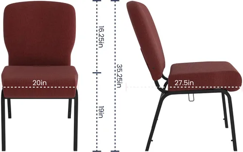 Miniatura 3 de Flash Furniture Advantage Signature Elite - Silla de iglesia granate, 20 pulgadas de ancho