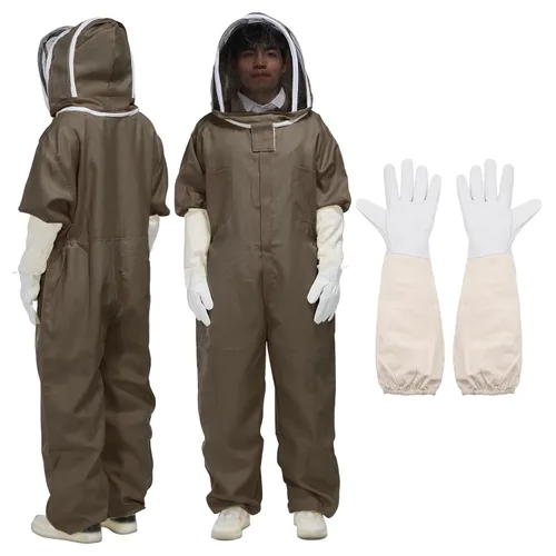 Miniatura 8 de HARFINGTON Traje de abeja para hombres y mujeres, L trajes de apicultura con guante y velo capucha, trajes de abeja para hombres, a prueba de patio