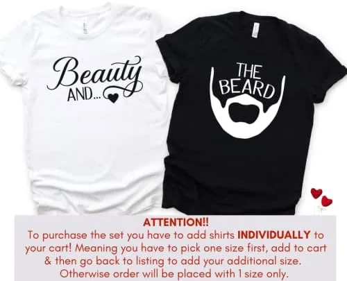 Miniatura 6 de Beauty And The Beard Couples Shirts, Cute Valentine Matching Outfits For Husband, Wife, Boyfriend, Girlfriend, Anniversary Gifts For Him and Her