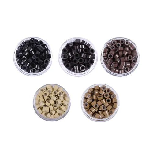 Miniatura 18 de 1000 extensiones de cabello con forro de silicona de 0.197 pulgadas, microenlaces, cuentas de silicona forradas para extensiones de cabello humano