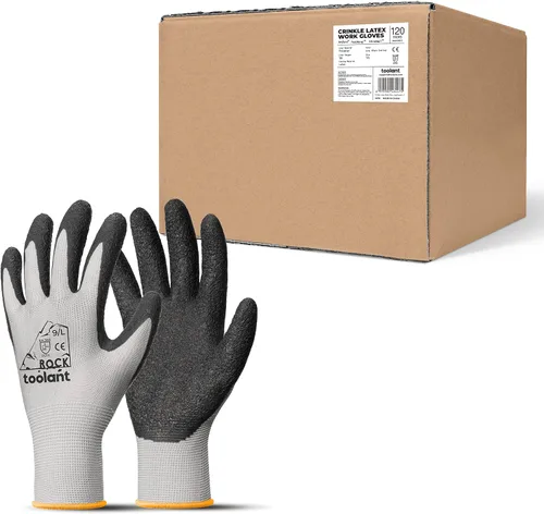 Miniatura 31 de toolant Guantes de trabajo de látex arrugado a granel, guantes de trabajo de seguridad con revestimiento de goma para hombres y mujeres, 12 pares