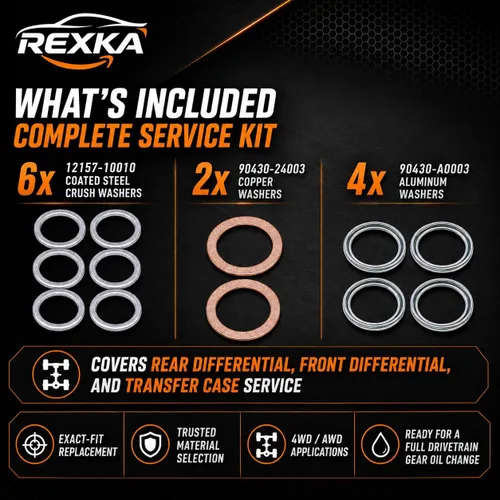Miniatura 2 de Rexka Kit de juntas de servicio diferencial y de transferencia de 12 piezas compatible con Toyota Lexus 4Runner Land Cruiser Tundra Tacoma FJ