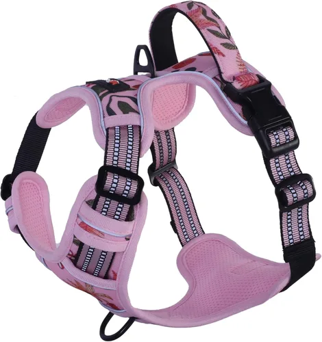 Arnés de chaleco sin tirones para perros medianos con asa de fácil control, correa reflectante para pasear al cachorro, entrenamiento, sin