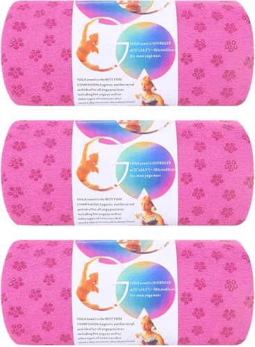 Miniatura 9 de Paquete de 3 toallas de yoga calientes con puntos de flor de ciruelo, toalla antideslizante gris oscuro, toalla de microfibra de gamuza suave súper