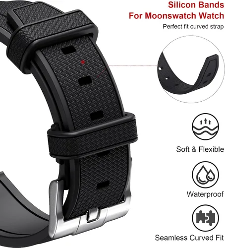 Miniatura 7 de Correa Stanchev para reloj Moonswatch, correa de silicona suave curvada sin espacio de 20mm para reloj Omega X Swatch Speedmaster, correa